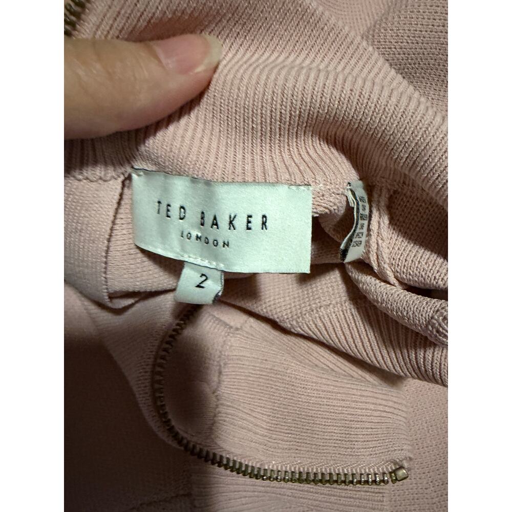 Ted Baker Womens Size US 6 Dusky Pink CANDDY Pleated Hem Bodycon Knit Mini Dress - Picture 4 of 12